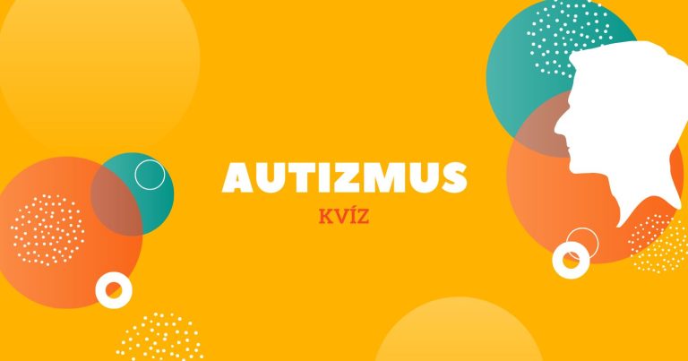 Narancssárga alapon autizmus kvíz felirat és körök.